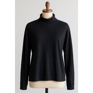 Vtg Medalist USA Black Long Sleeve Turtleneck Shirt Men XXL Cotton Made USA